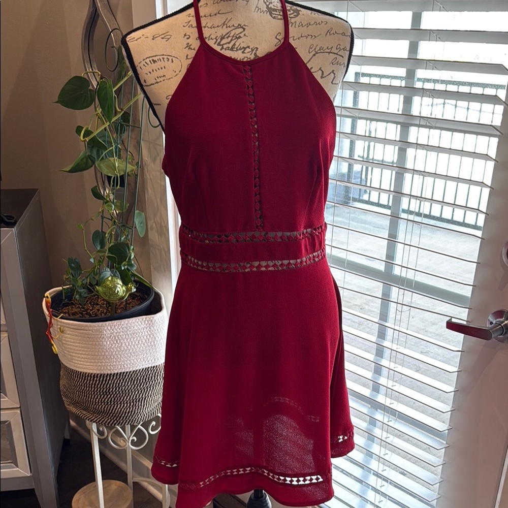 Elegant Red Halter Dress